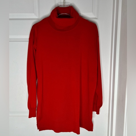 Escada E Sport Oversized Turtleneck Red Wool Sweater Top Sz M - Picture 6 of 10